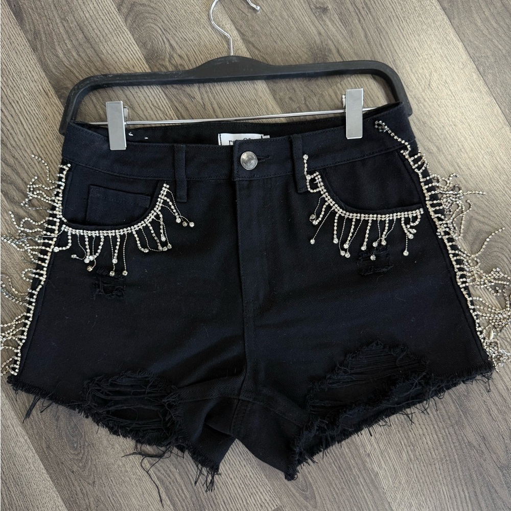 Black Beaded Women's Shorts